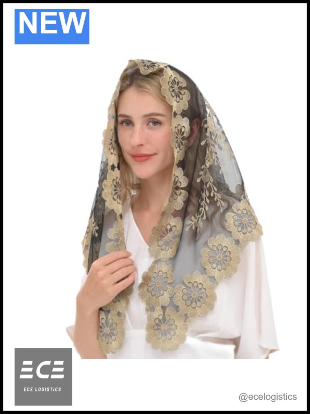 Mantilla Lace Veil Head Covering Latin Mass Large Triangular Bridal Veil